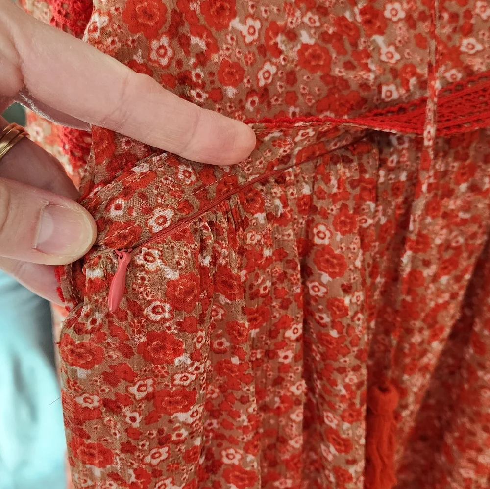 Roolee Mom Floral Red Maxi Dress. - Picture 2 of 2